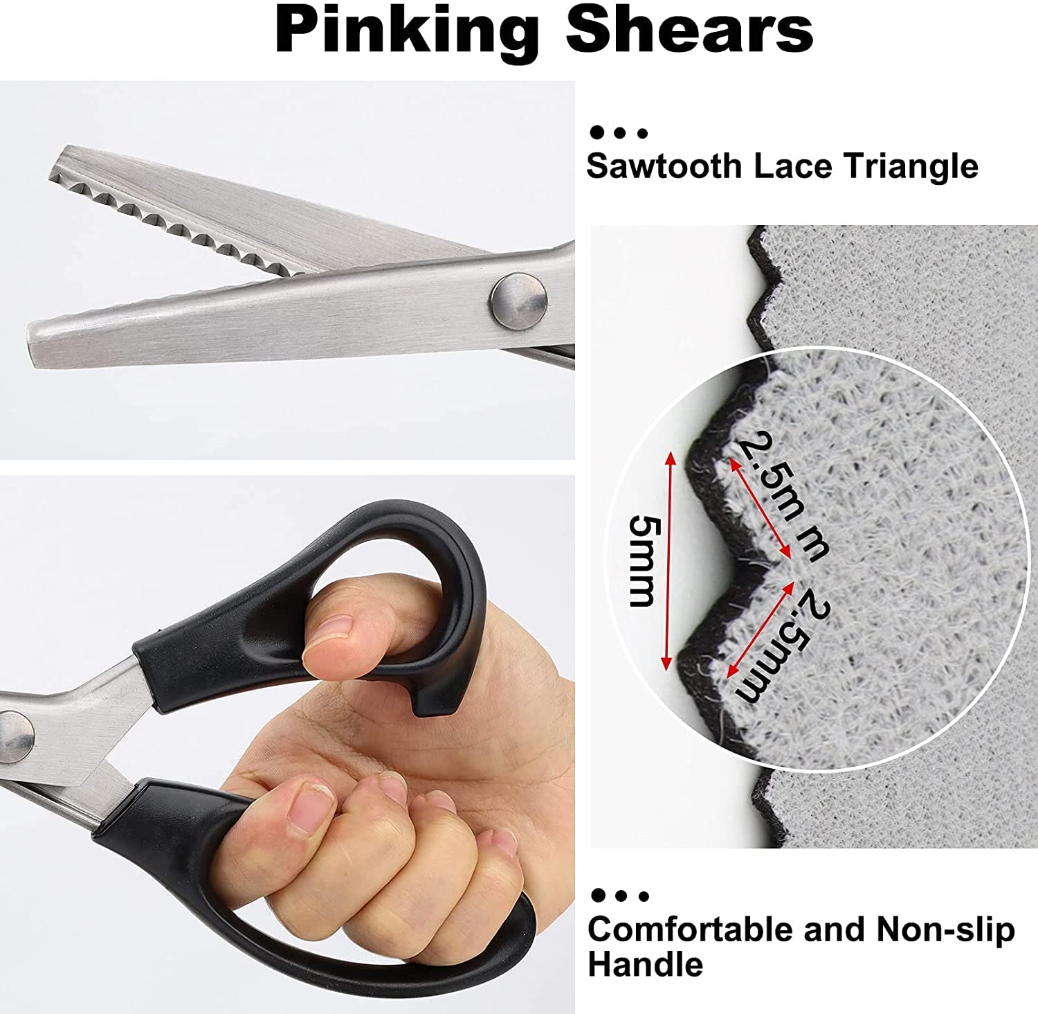 ikis Zigzag Scissors With Thread Cutter Measuring Tape And Seam Ripper, Grey