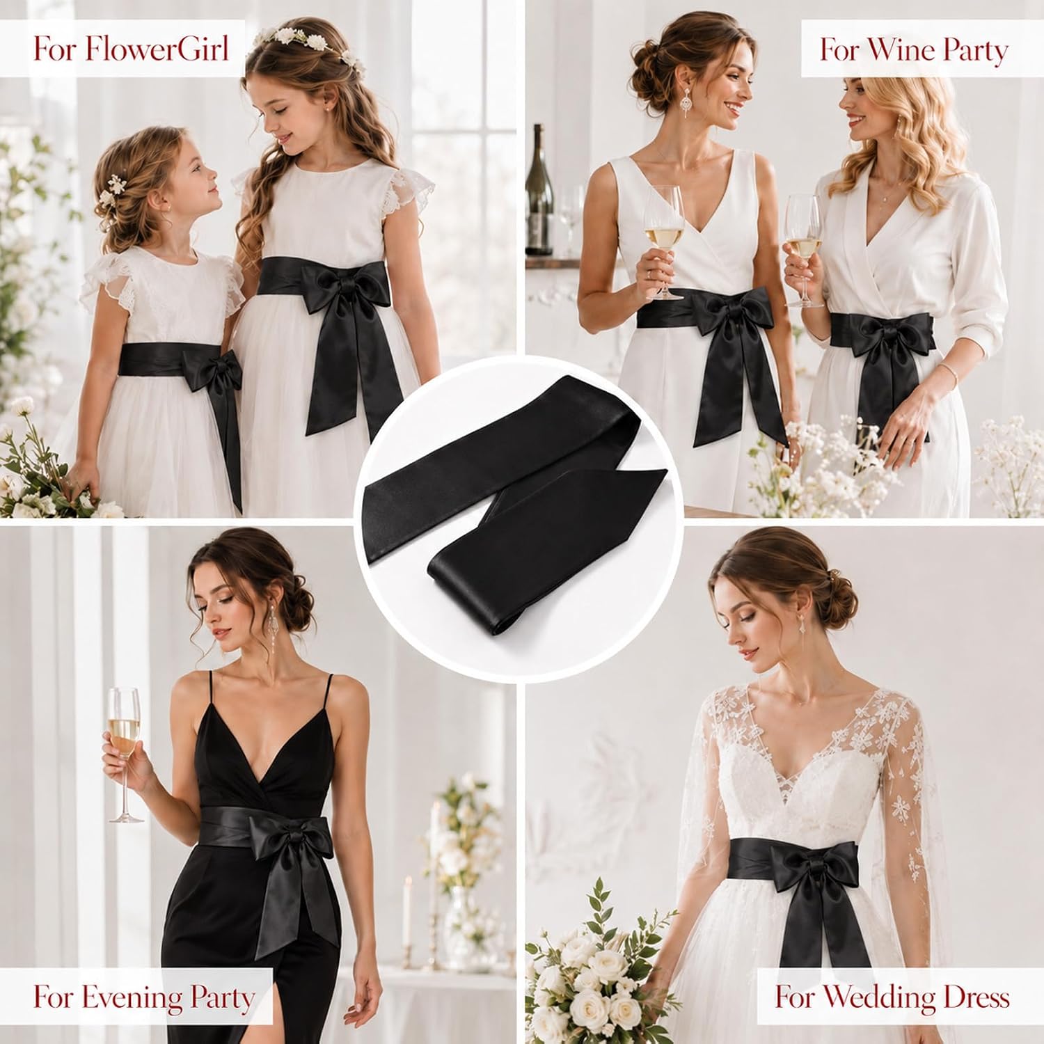 Sash Belt, Long Wide Satin Belt, Dress Bridal Sash for Wedding Special Occasion(4 x 98.4inch)