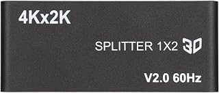Cosiki Video Adapter, 1x2 HD Multimedia Interface Splitter Plug and Play 100-240V Metal Bandwidth 6Gbps Lossless with AC Adapter for Pro X(#1)