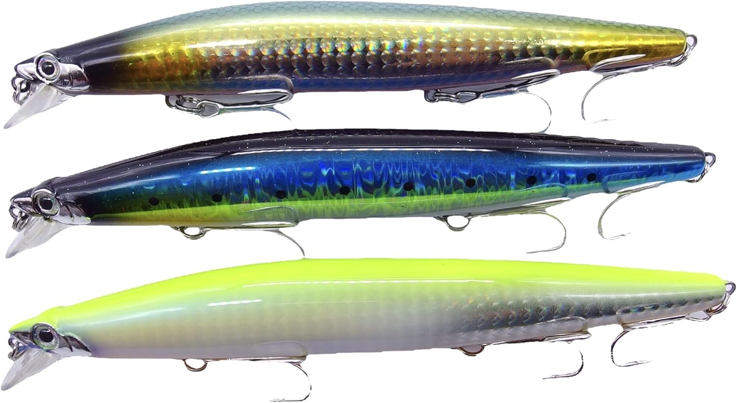 momolures Bass Lures Silent Minnow 140F 25g Silent Assassin Style sea fishing lure seabass (3 Pieces Assort #01)