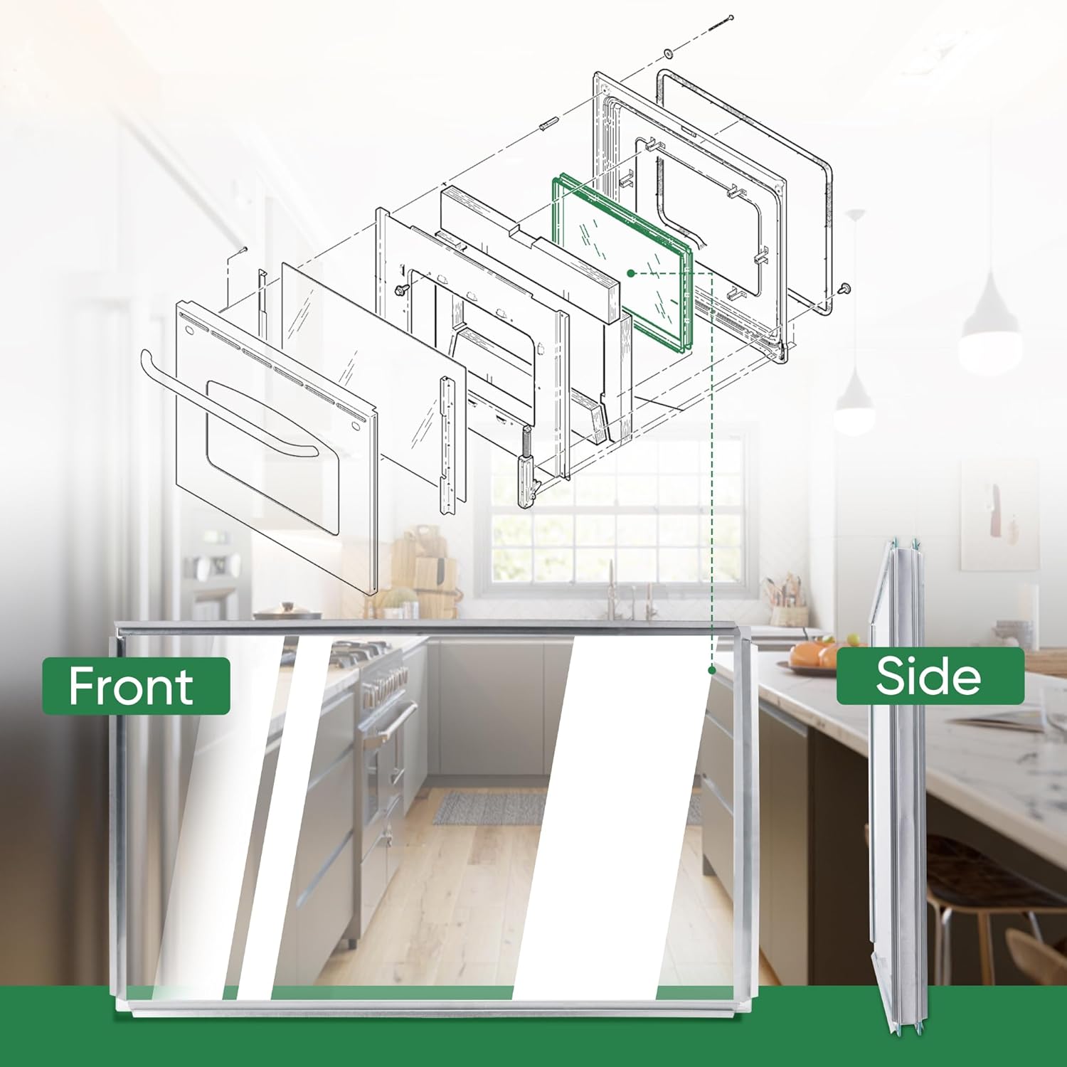 WB56X22160 Range Oven Inner Door Glass Compatible with Electric Range/Wall Oven/Range/Gas Range/Electric Oven, Replace WB55T10154, WB56T10152, WB56X26391, 3379163