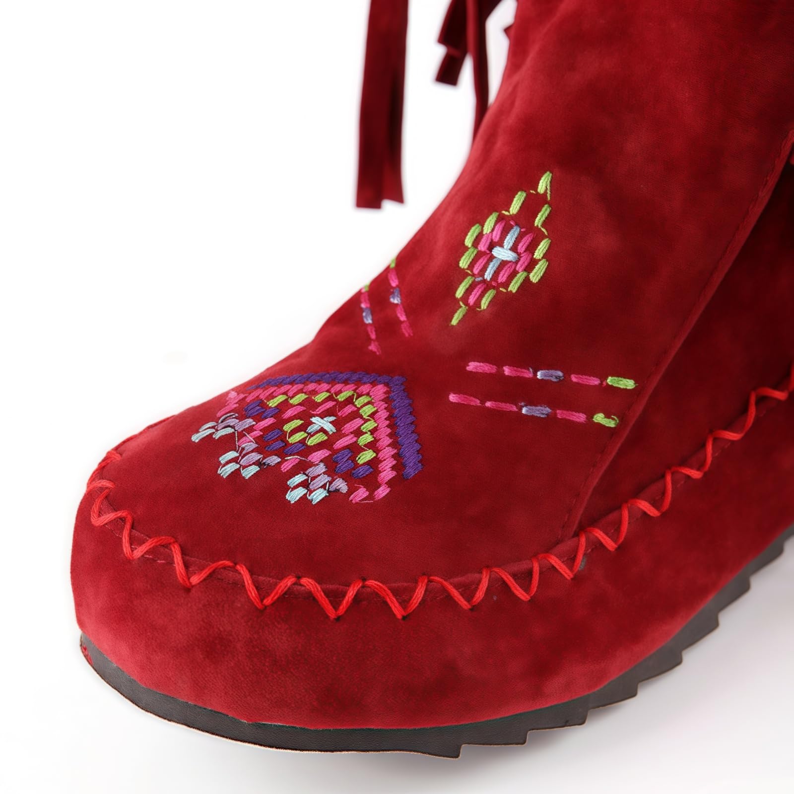 Mujeres Suede Fringe Botas Estilo Occidental Tassel Montar Botas de Vaquera Tirar de Botas de Moda de Caldero Medio para Otoño Invierno