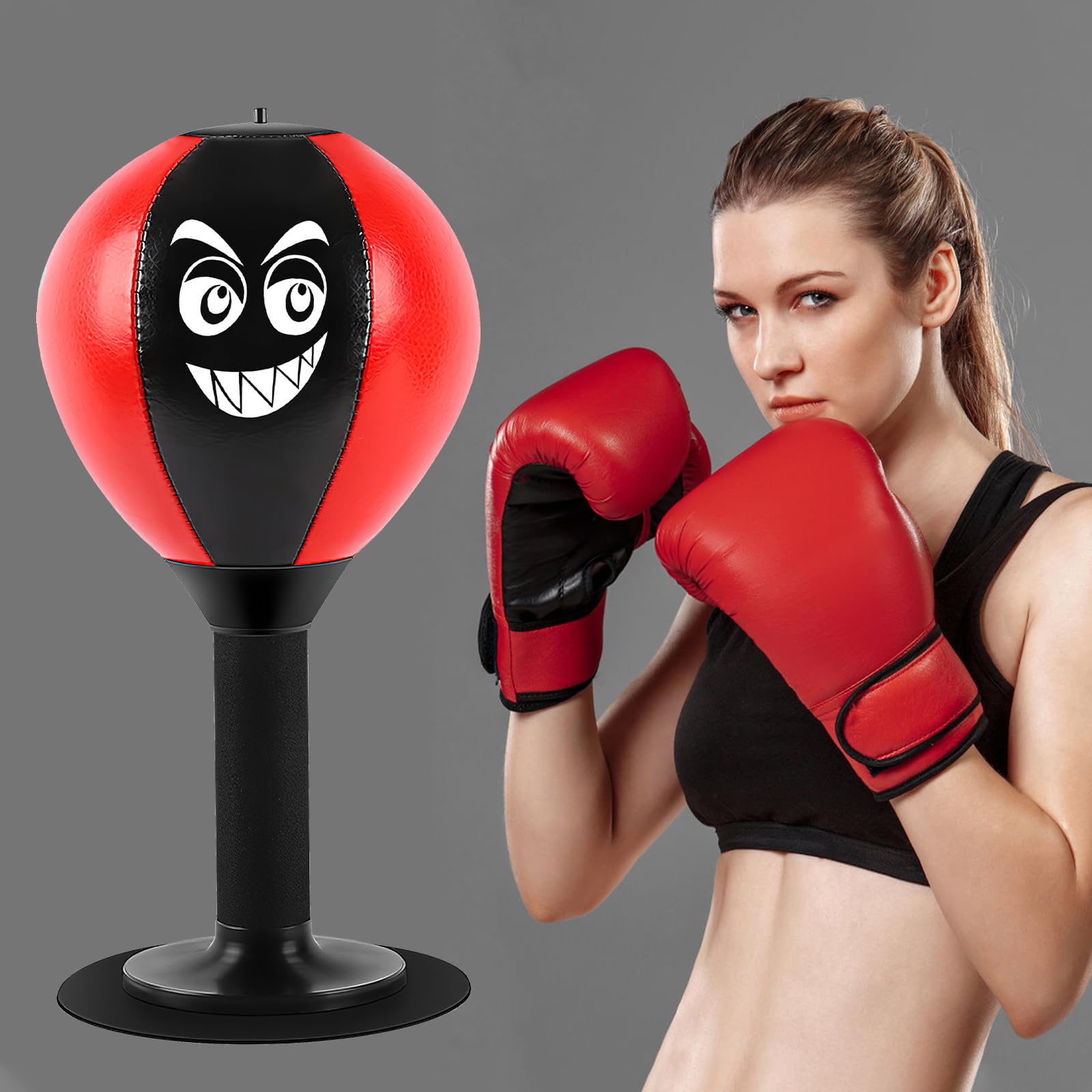 Punchingball Mesa Oficina con Ventosa Rage Bag Escritorio Bolsa de Boxeo Herramienta Punchingball Mesa con Plumas para Chef Colegas Amigos Actividad en casa y en la Oficina para aliviar el