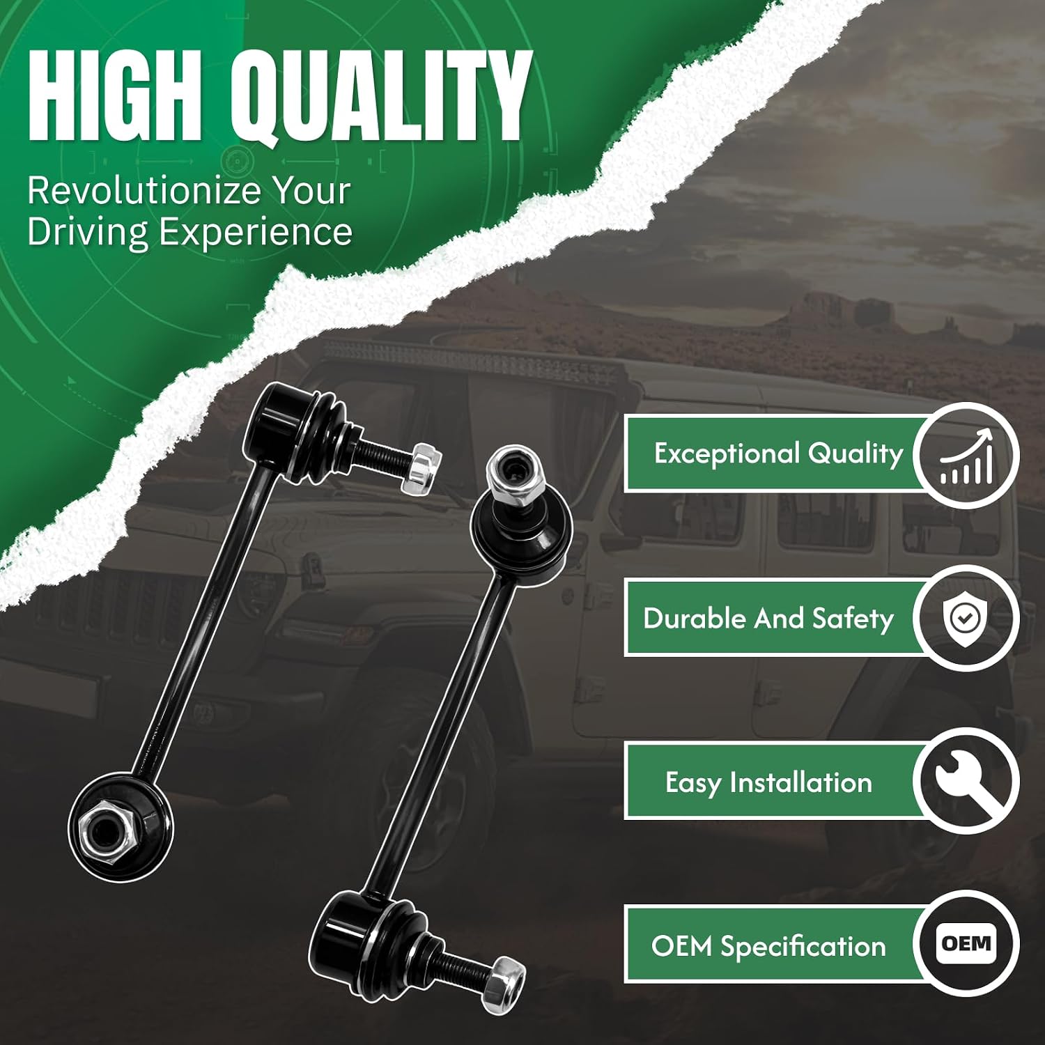 2PC Front Rear Sway Bar End Links for Ford 2006-2010 Fusion, for Lincoln 2007-2009 MKZ, 2006 Zephyr, for Mazda 6 2003-2013, for Mercury 06-09 Milan, for Mitsubishi 03-06 Lancer ‎‎K80250 K80251