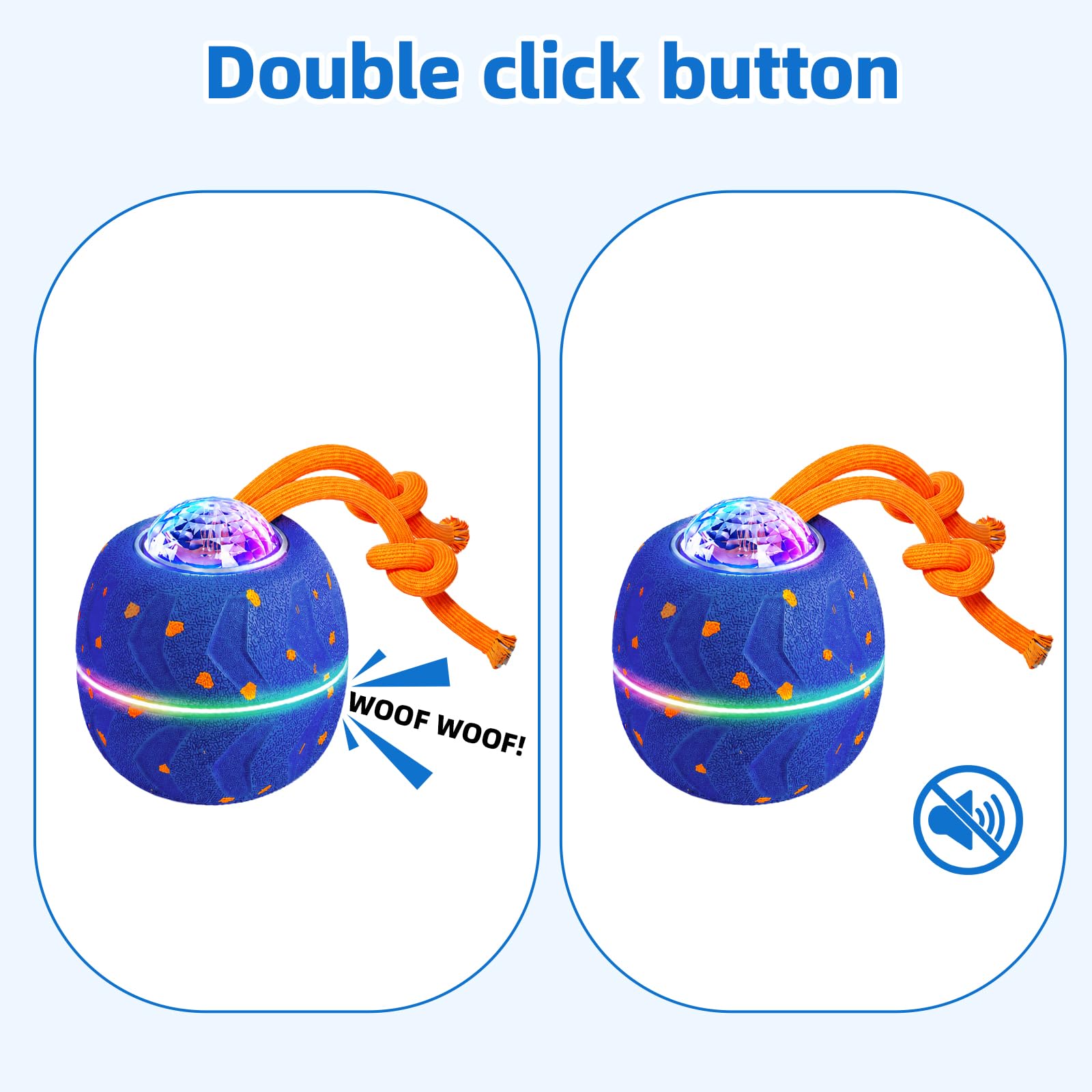 Balle Interactive pour Chien - Wicked Ball Rolly avec Queue & Aboiements, Jouet Intelligent pour Chien avec 3 Modes, E-TPU, Rechargeable USB-C, Lumières RVB, pour Chiens de Taille Moyenne à Grande