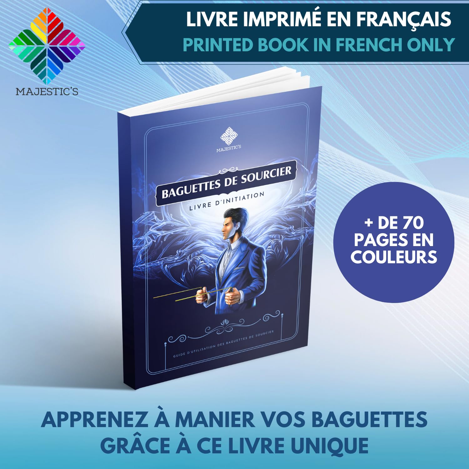 Baguettes de sourcier modèle PRESTIGE + Livre A5 en FRANÇAIS + Sac de transport : Coffret/Pack de Sourcier idéal pour débuter