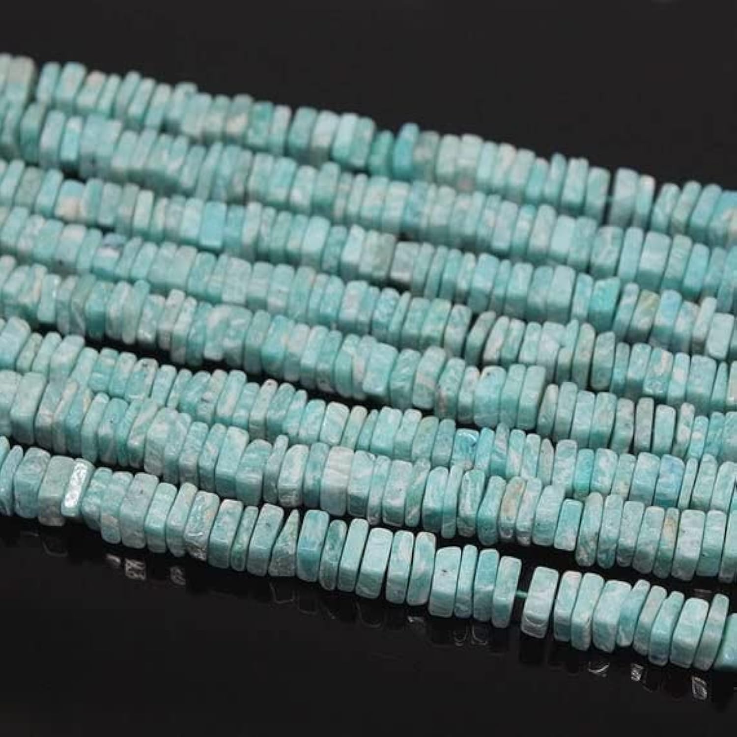 Perles amazonite verte de forme cubique lisse heishi pour la creation de bijoux fait main