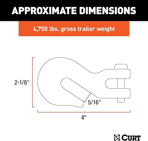 Miniatura 2 de CURT 81503 Gancho de agarre de horquilla de acero forjado de 516 pulgadas, 4,700 libras. Carga de trabajo, pasador de 716 pulgadas