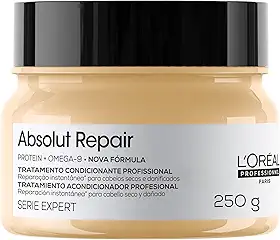 L'Oréal Professionnel Serie Expert Absolut Repair, Máscara de Reparação Intensiva para Cabelos Danificados e Finos com Quinoa Dourada, Reconstrução Instantânea e Brilho Intenso, 250g