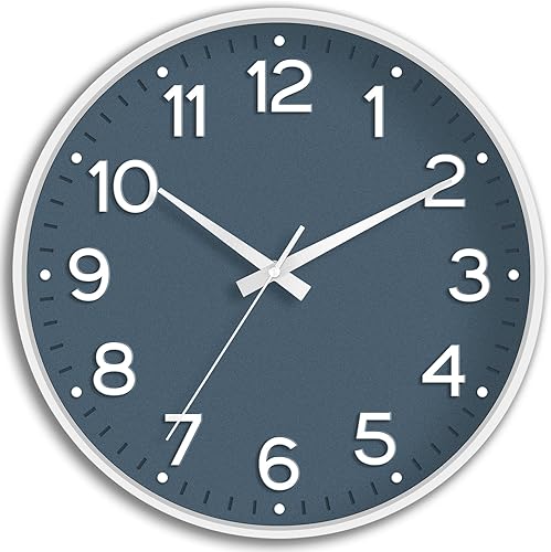 Miniatura 20 de Reloj de pared verde, silencioso, funciona con pilas, 8 pulgadas, moderno, analógico, sin tictac, decorativo, para cocina, oficina, baño, dormitorio