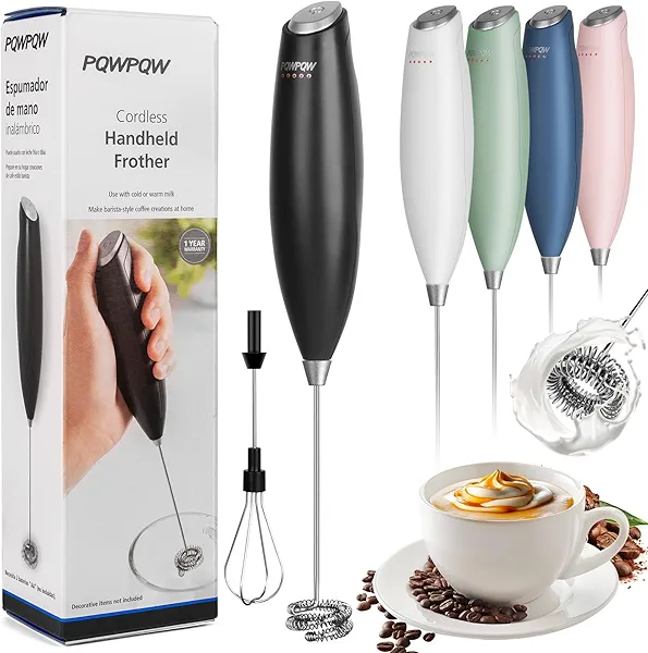 Portable Milk Frother - 15s Creamy Froth, Multifunctional, Battery-Powered, Easy to Clean, Perfect for Travel, Coffee, Matcha, Blended Drinks ! (Blackl, 1)