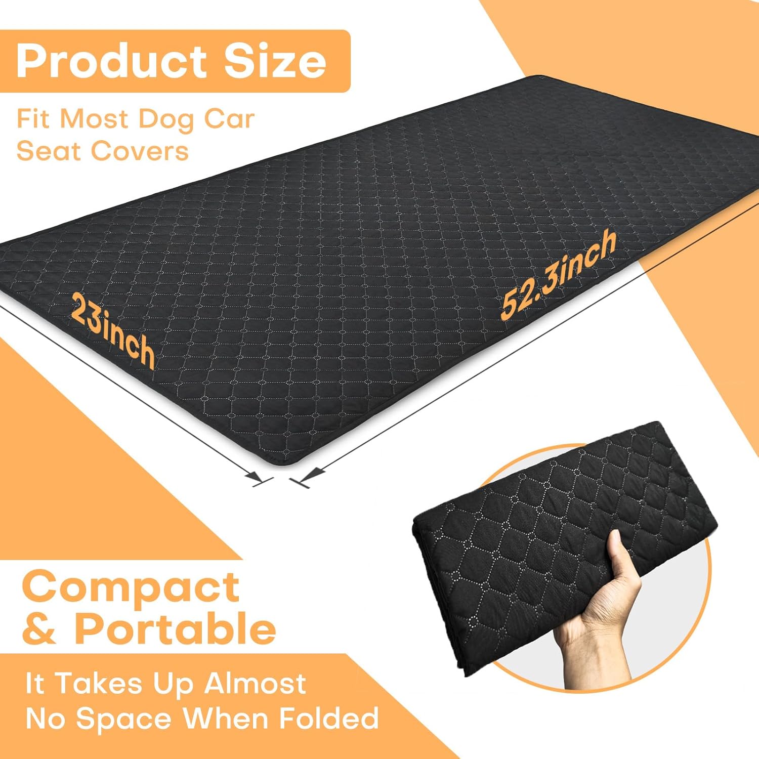 Doglike Dog Bed Mat for Car Backseat [Quick-Dry & Non-Slip], Road Trip Bed to Fully Protect Dog's Safety, Fits Trucks/SUVs Back Seat Cover Extenders, Black, 52.3x23 inch, L