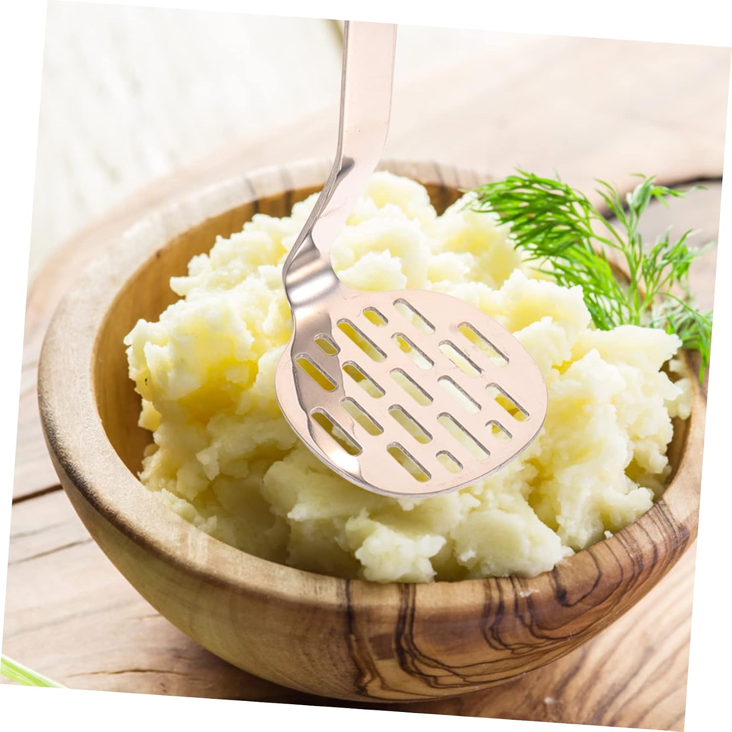 Stainless Steel Potato Masher with Thickened Fine Mesh Plate Manual Vegetable Crusher for Fast Puree of Potatoes Carrots Pumpkin Kitchen Tool for Smooth Mashing Pink Handle