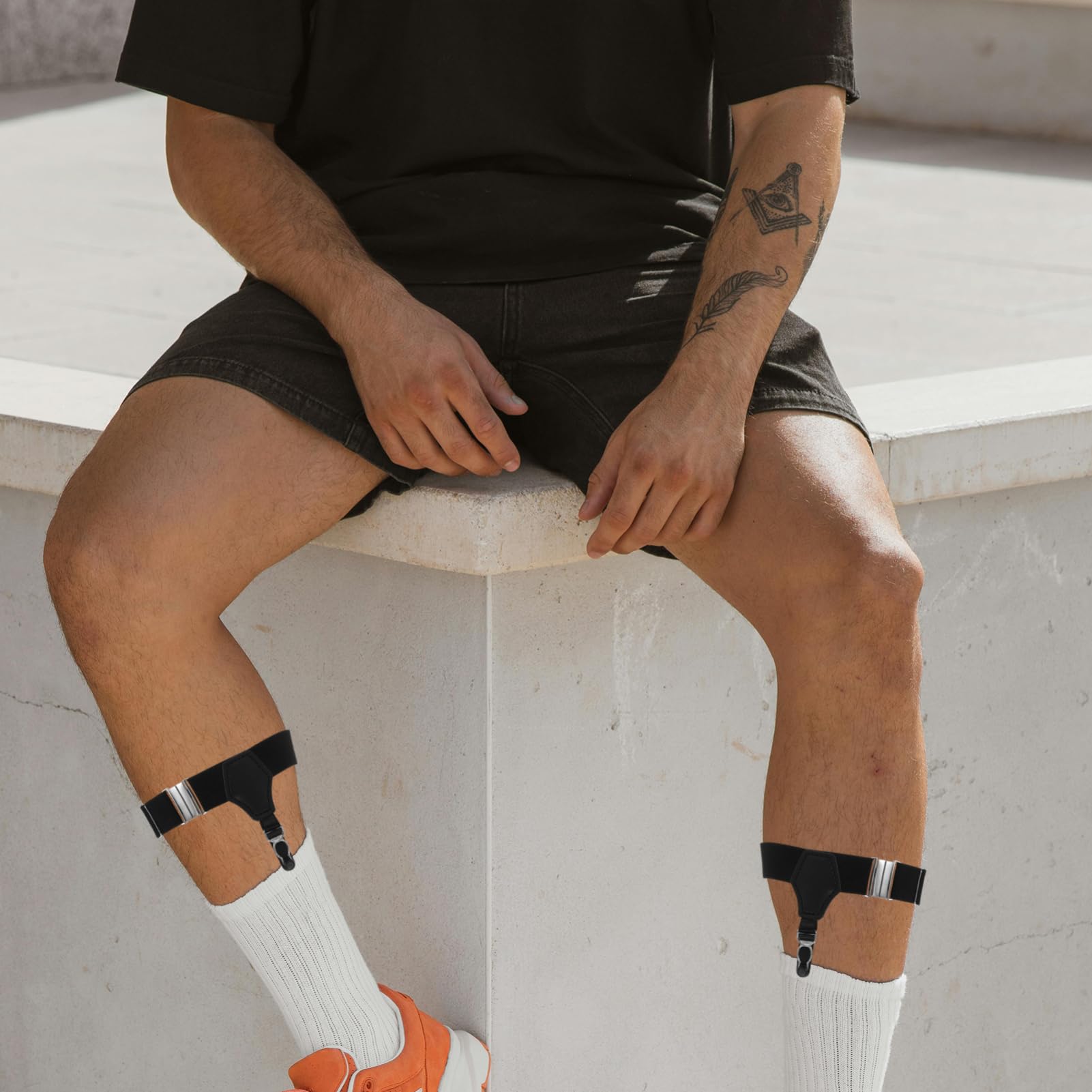 Healvian Men Sock Suspenders Garters for Men Elastic Nylon Dress Suspender Clip-on Braces for Formal Occasions