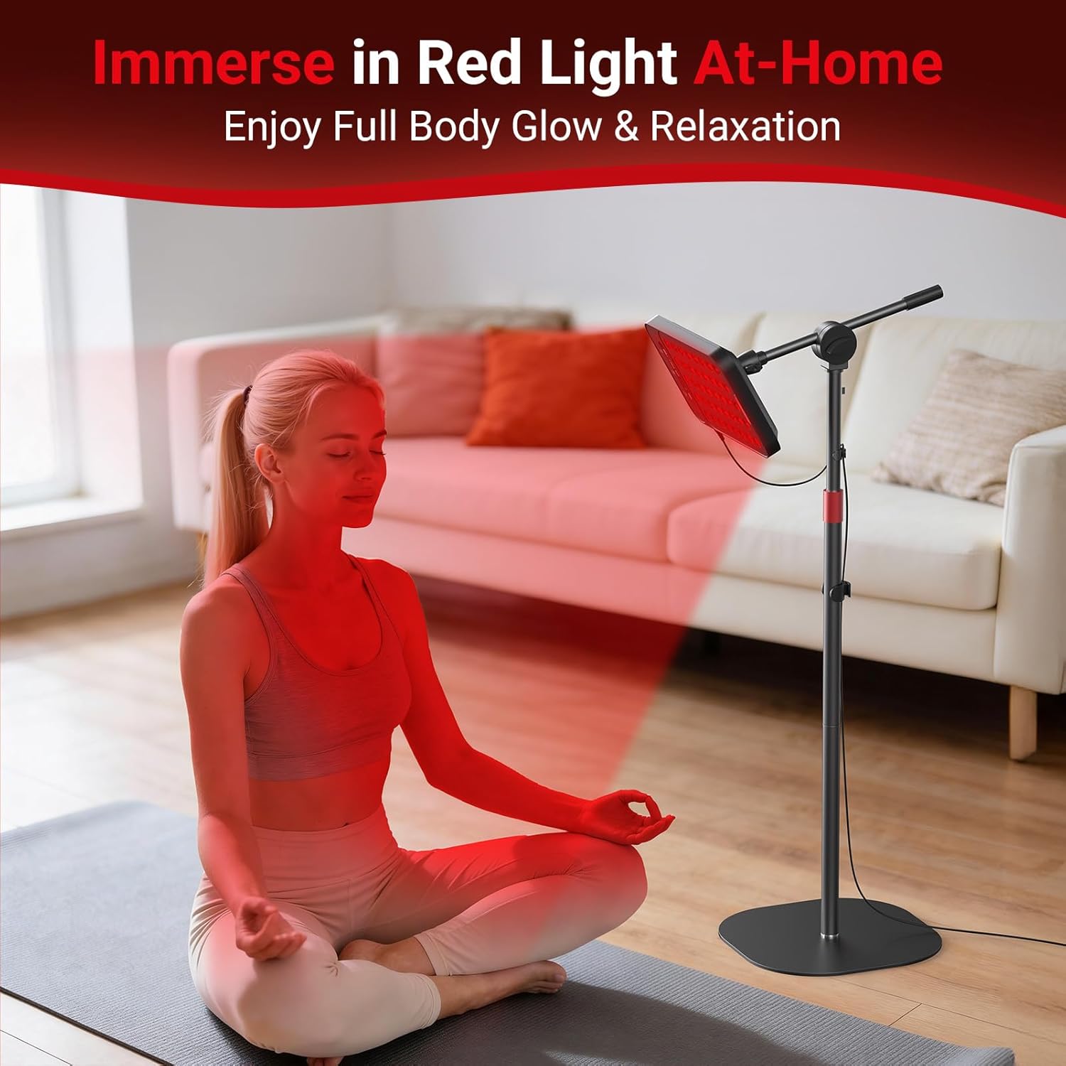 Comfytemp 55W High-Output (3X Intensity) Red Light Therapy for Face & Body, 143mW/cm² at 6 in Near Infrared Light Lamp, 660nm & 850nm LED Light Panel with Stand Home Use, Gifts for Women Men Mom Dad