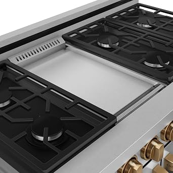 Gordon Ramsay by THOR Kitchen 48 Inch Professional Gas Range with Double Oven in Stainless Steel/Bronze