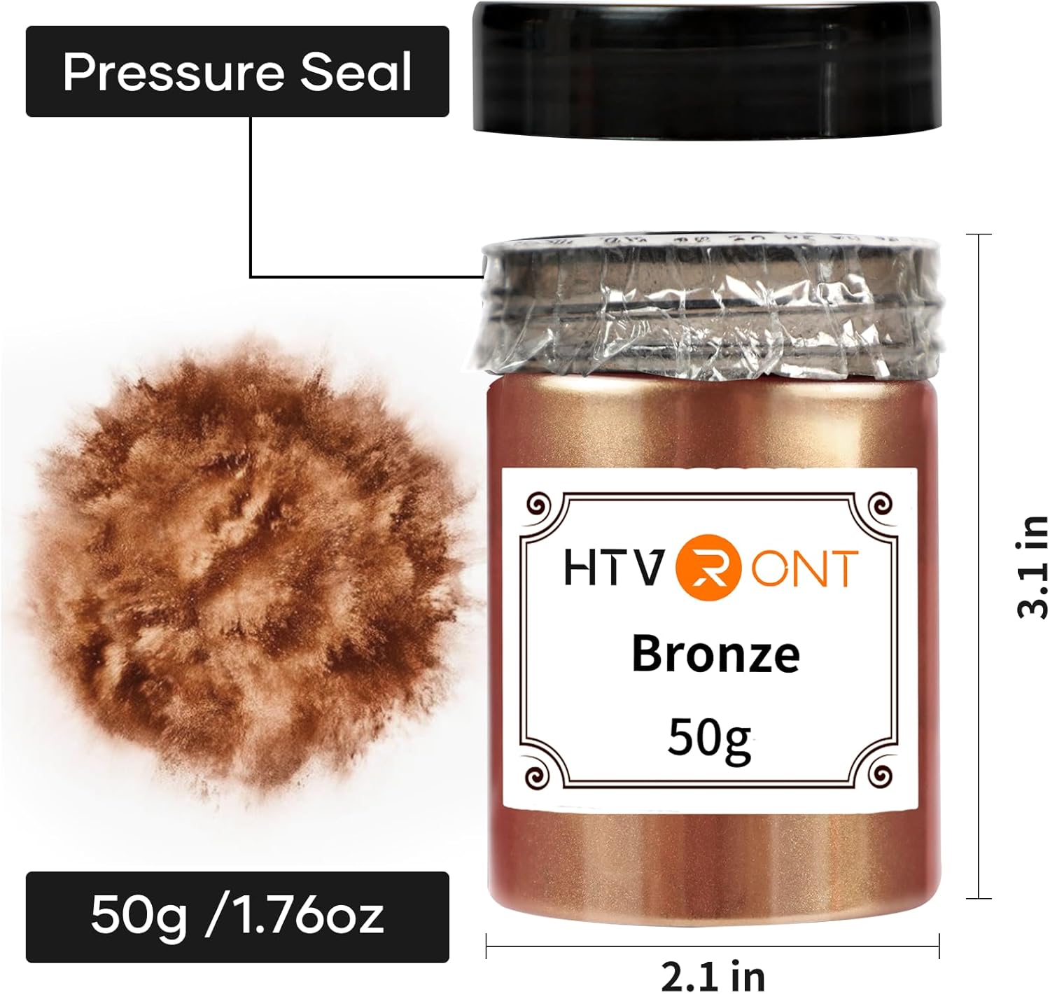 HTVRONT Mica Powder for Resin - 1.76 oz/50g Bronze Mica Powder, Natural Mica Pigment Powder for Soap Making, Epoxy Resin, Candle Making, Bath Bomb - Image 2