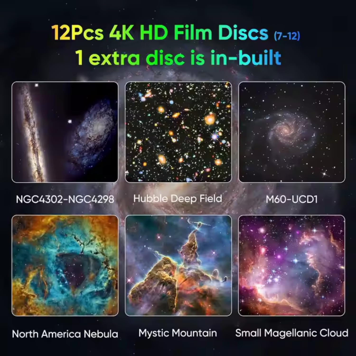 One94Store Galaxy Projector Night Light – HD Star Projector with 12 Replaceable Film Discs & Timer | Planetarium Ceiling Light for Bedroom, Kids & Adults | Starry Sky & Milky Way Lamp (White) - Image 8 thumbnail