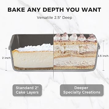 HONGBAKE Deep Baking Pans Set for Oven, Nonstick Rectangle Sheet Cake Baking Pans, 13/11/9 Inch Rectangular Oven Tray for Cooking Brownie Lasagna, Stackable Multi-Depth Bakeware, Black