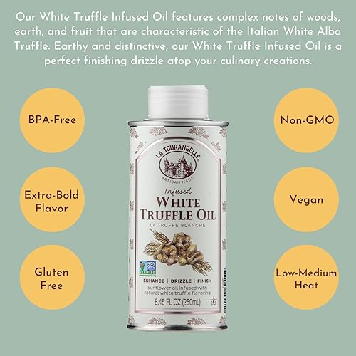 Miniatura 4 de La Tourangelle Aceite de trufa blanca sabor terroso gourmet complejo para rociar sobre pasta palomitas de maíz verduras papas sopa y más 845 onzas