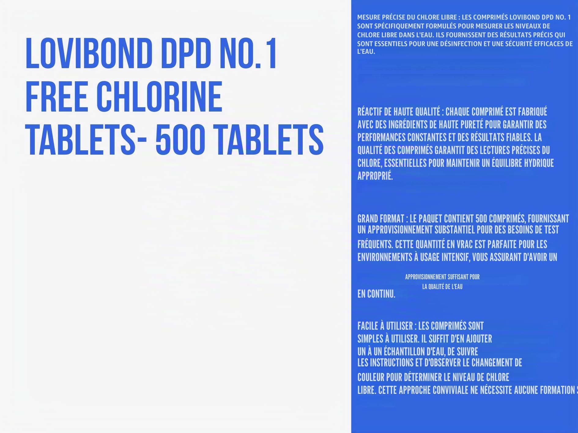 Lovibond – DPD No. 1 photomètre 500 tablettes test chlorine