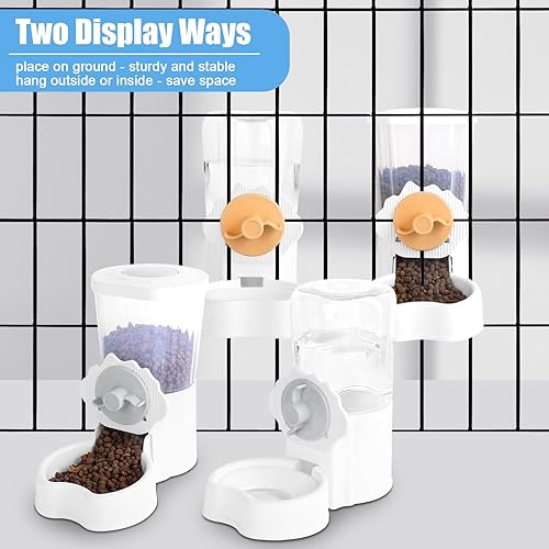 Miniatura 4 de Juego de dispensador automático de alimentos y agua, recipiente de agua para colgar en jaula, alimentador automático de alimentos para gatos,