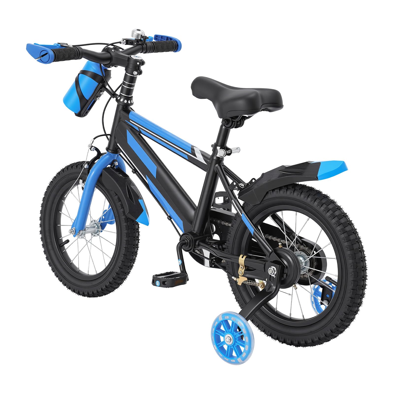 Bicicleta infantil de 14 pulgadas para niños de 3 a 7 años, bicicleta infantil ajustable con ruedines y botella, capacidad de carga 60 kg