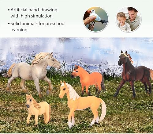 Miniatura 3 de Volnau Figuras de juguetes de caballos, 8 unidades, figuras de granja de animales para niños pequeños, regalo de Navidad, cumpleaños, paquete