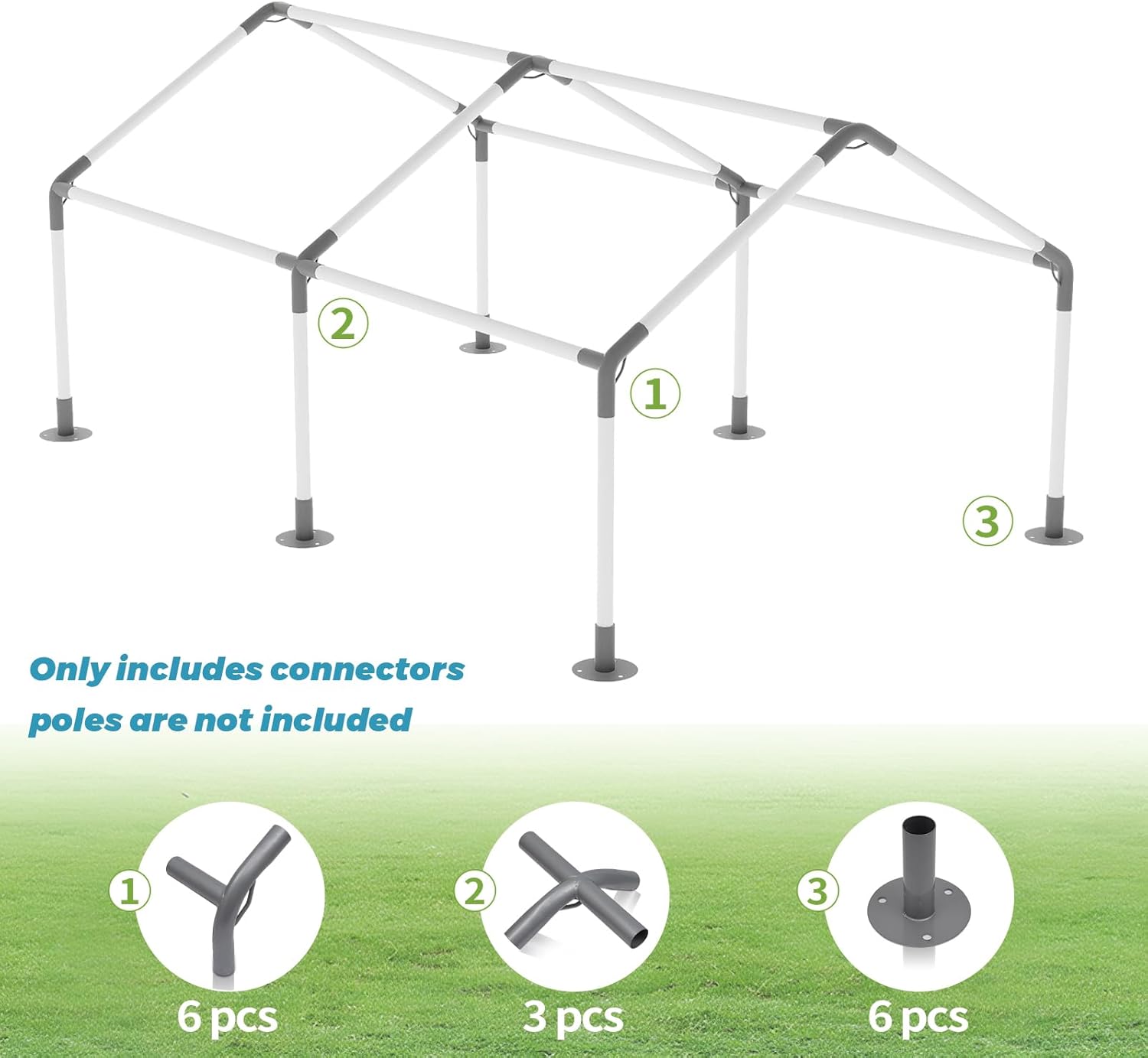 6 leg carport kits?high peak canopy fitting kit with 1-3/8" id, galvanized steel carport connectors, shed frame kit diy project 1-3/8“ 6 leg