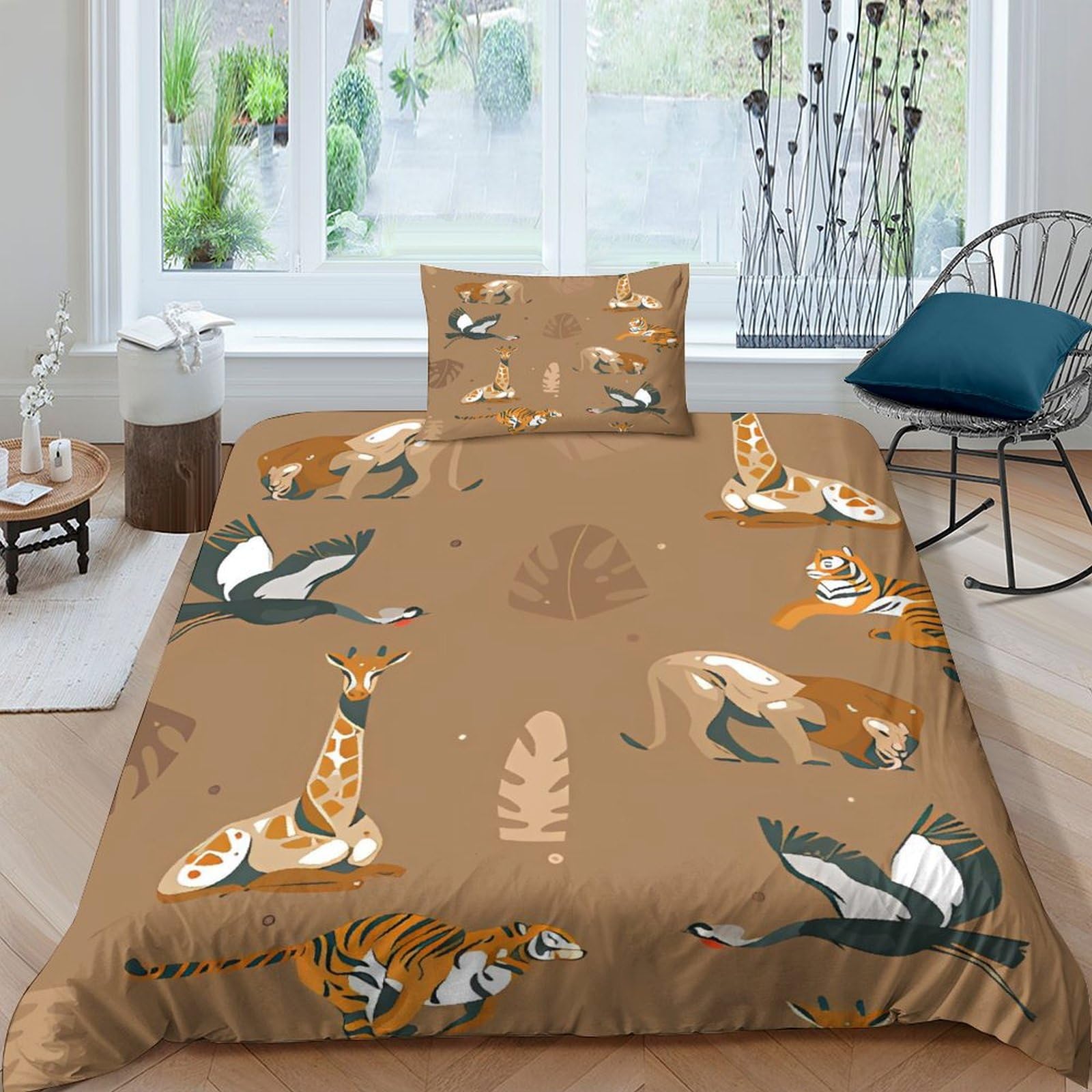 Housse de couette girafe en microfibre抗皱易打理 single 135x200 cm