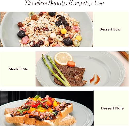 Miniatura 3 de Pearl Dots - Juego de vajilla de cerámica (juego de 20 piezas, verde azulado)