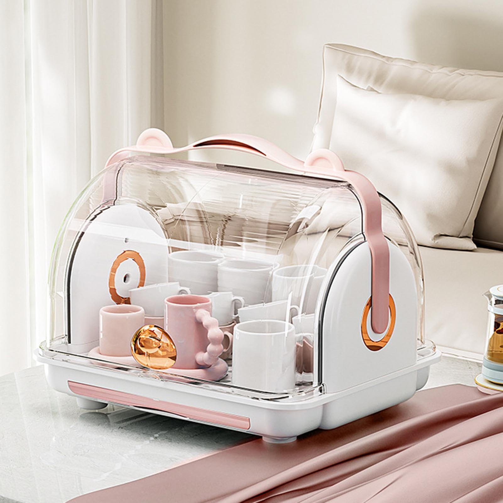 Generico Stendibottiglie per bambini - Contenitore compatto per scatola di immagazzinaggio, vassoio di drenaggio | Coperchio antipolvere per bambini per l'alimentazione Conservazione da viaggio Prote