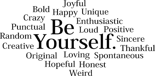 Adhesivo adhesivo de pared para despegar y pegar: Be Yourself Inspirador Vida Cita Diseño Decoración Dormitorio Baño Sala de estar Cuadro Arte