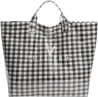 YFGBCX PVC Tote Bag for Women Large Striped Plastic Hobo Handbag Kraft Paper Letter Print Purse for Beach,Work,Travel