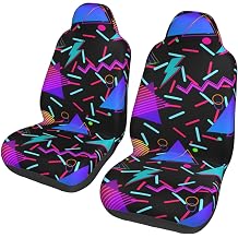 Retro 90s Nostalgic Floor Car Seat Covers for Women,Universal Auto Front Seats Protector Fits for Car,SUV Sedan,Truck