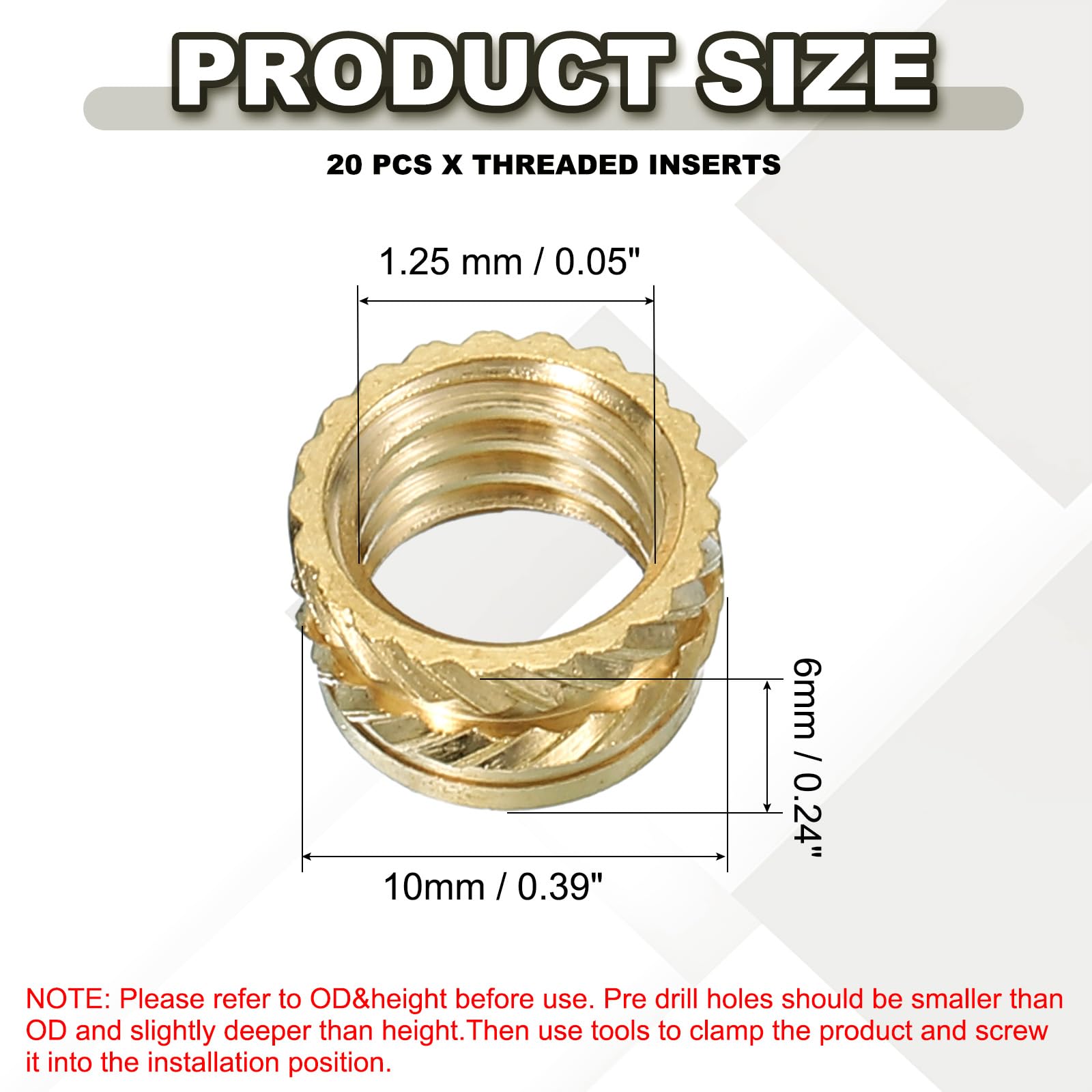 PATIKIL M8 Threaded Inserts M8x6x10mm - Image 2