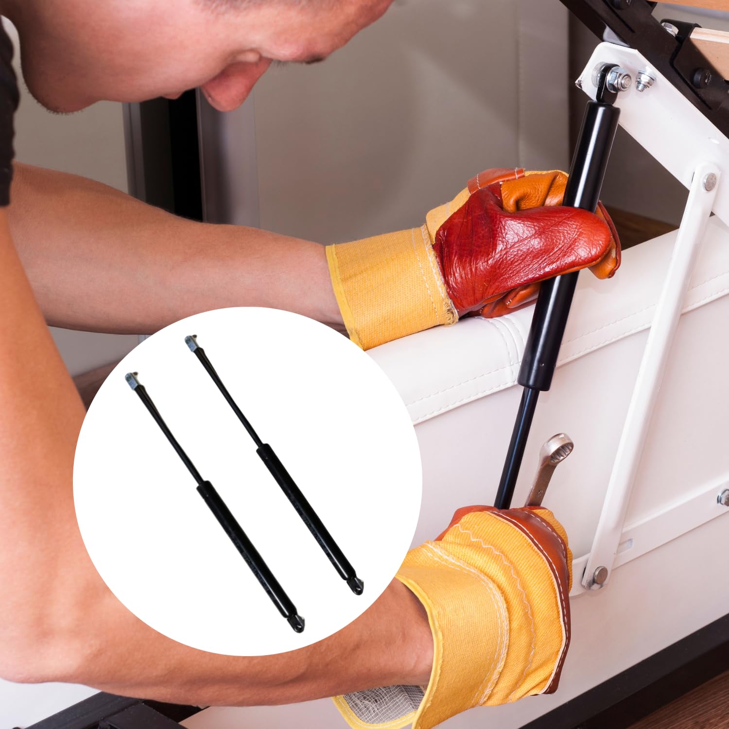 2x (COPPIA) Pistone Molla Gas per Meccanismo SOLLEVAMENTO Letto Contenitore - Interasse 415 mm - 1000 Newton - Attacco a OCCHIELLO