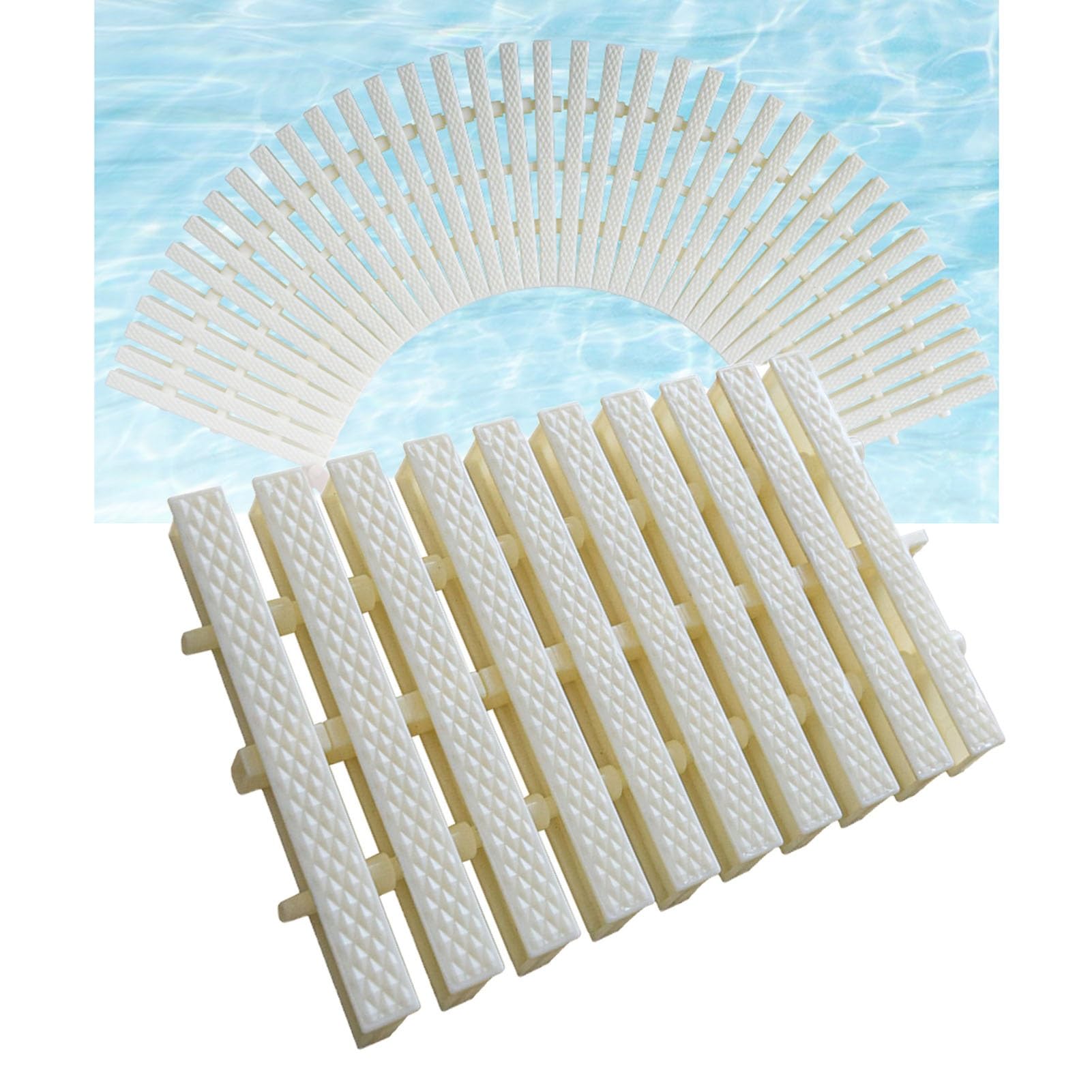 Caniveau de piscine blanc contre les flaques avec grille antidérapante