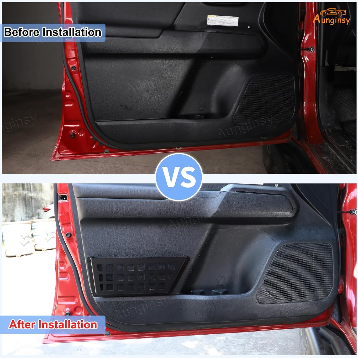 Aunginsy Aluminum Alloy Front Door Storage Pockets Box Compatible with Toyota Tacoma 2016-2023, Modern Style Car Organizer, Dark Black