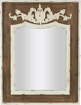 Deco 79 Wood Floral Room Wall Mirror Carved Acanthus Entryway Mirror, Wall Mounted Mirror 33" x 2" x 43", Brown