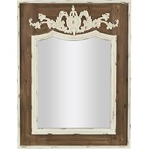 Deco 79 Wood Floral Room Wall Mirror Carved Acanthus Entryway Mirror, Wall Mounted Mirror 33" x 2" x 43", Brown