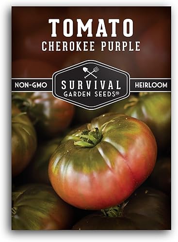 Miniatura 7 de Survival Garden Seeds - Semilla de tomate púrpura Cherokee para plantar - 3 paquetes con instrucciones para plantar y cultivar grandes y deliciosos