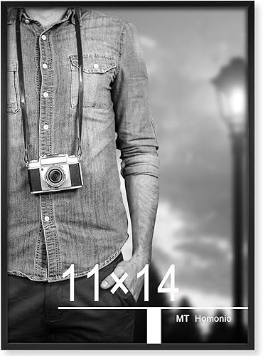 MTHomonio Marco de fotos de carga frontal de 11 x 14 pulgadas sin paspartú, marco de póster negro, marco de pared de aluminio para descomposición