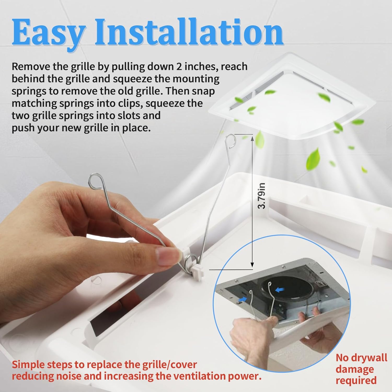 QK60S Bathroom Ventilation Grille for Broan-NuTone, Upgrade White Fan Cover Compatible with Broan 670, 671, 688, 689 and NuTone Fan Models 695-R01, 695-R02, 695-R03, 696N-R01, 696N-R02 and 696N-R03