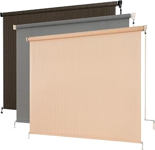 Outdoor Cordless Roller Shades, 4' W x 6' H, Sesame
