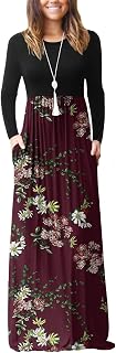 VIISHOW Women's Long Sleeve Loose Plain Maxi Dresses Casual Long Dresses with Pockets