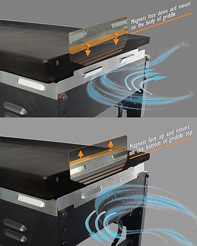 Miniatura 4 de Protectores de viento para plancha Blackstone de 17 pulgadas, accesorios de parrilla Blackstone, pantalla magnética de acero inoxidable, compatible