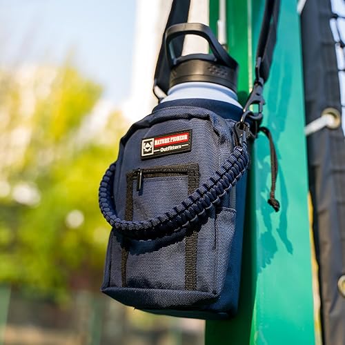 Vista 92 de NATURE PIONEOR Soporte para botella de agua con correa ajustable – 25/32/40 onzas, funda aislante para botella de agua con mango de paracaídas y 2