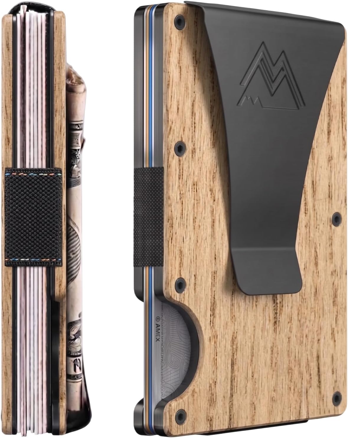Mountain Voyage Minimalist Wallet for Men & Women - Slim RFID Wallet, Scratch Resistant, Credit Card Holder & Money Clip, Easily Removable Money & Cards, Mens & Womens Wallets (Beech Wood Carbon)