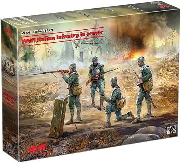 ICM 35721 Plastic Military Figure Models WWI Italian Infantry in Armor - Scale 135